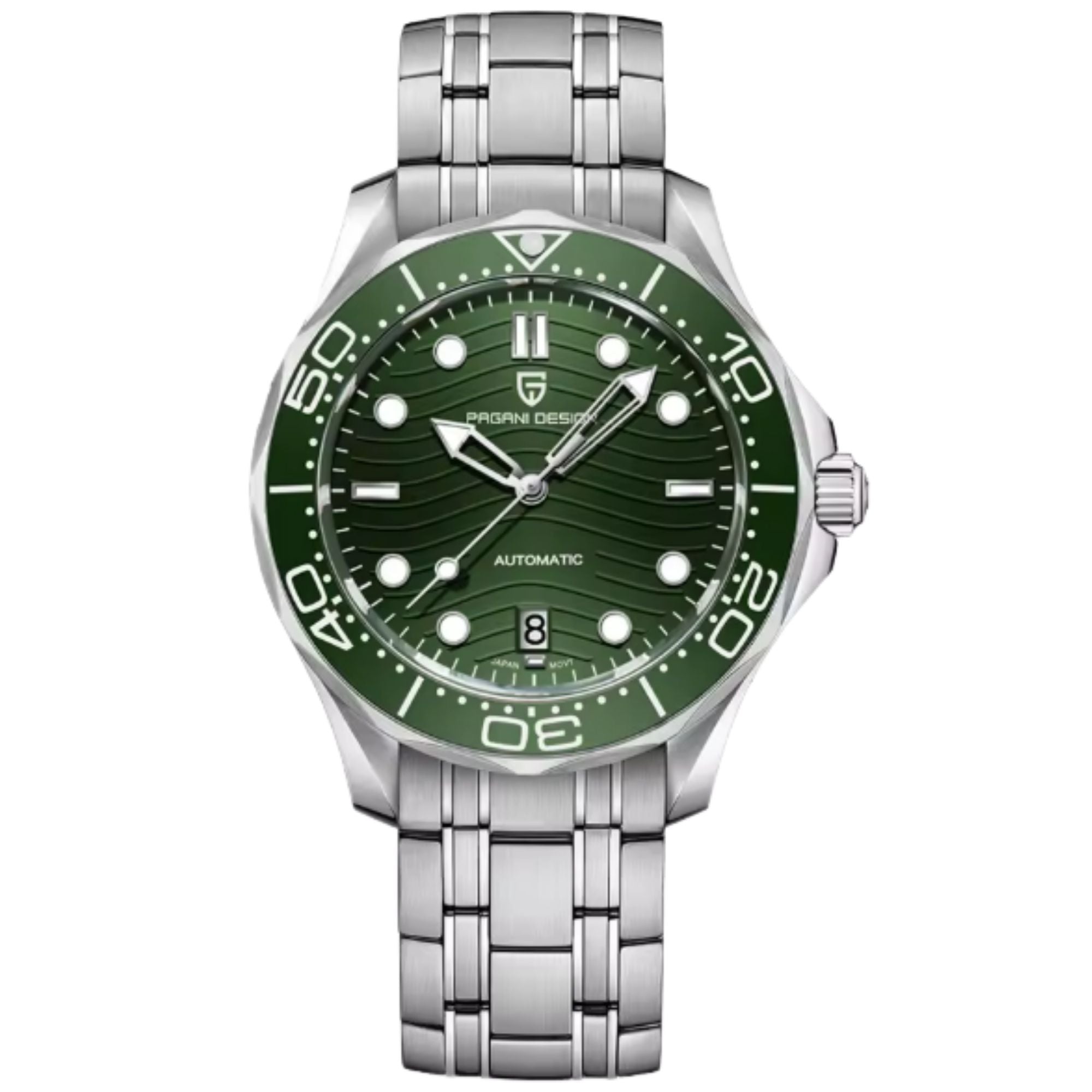 Pagani Design PD-1685 42MM (Japanese NH-35 Automatic Movement) Mechanical Watch 100M Waterproof Dive Watch Sapphire Stainless Steel Bracelet Watch 