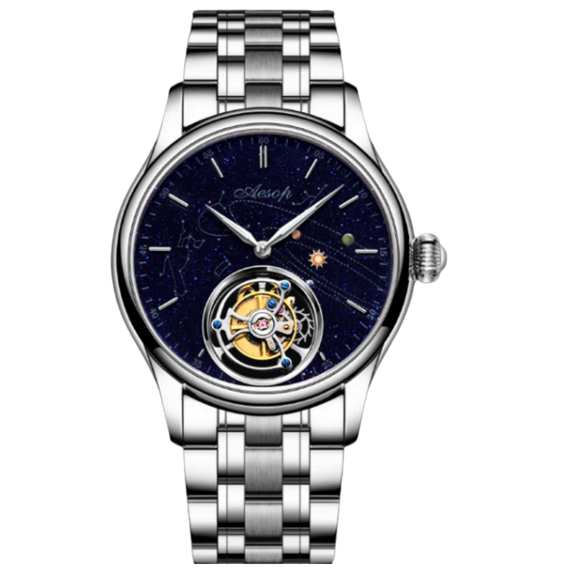 AESOP Luxury Real Flying Tourbillon Mechanical Sapphire Watch for Men Wristwatches 7025