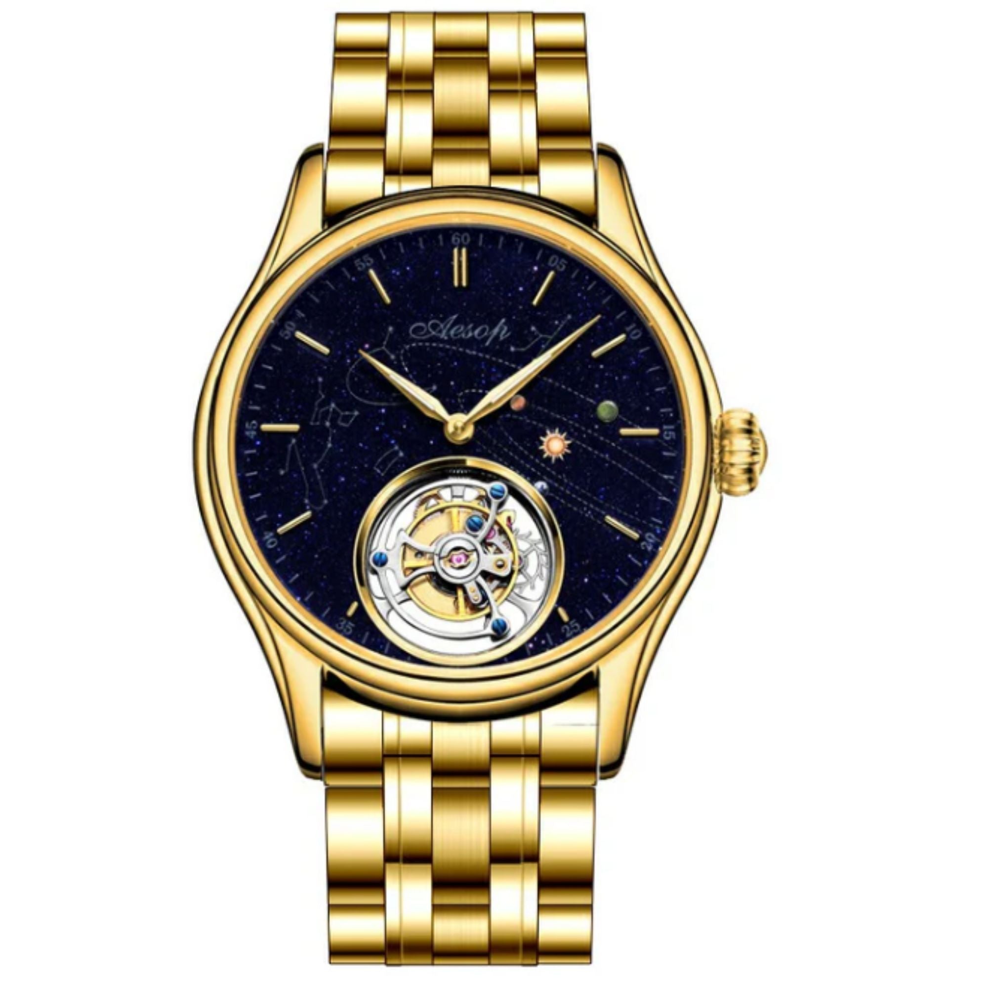 AESOP Luxury Real Flying Tourbillon Mechanical Watches for Men 7025