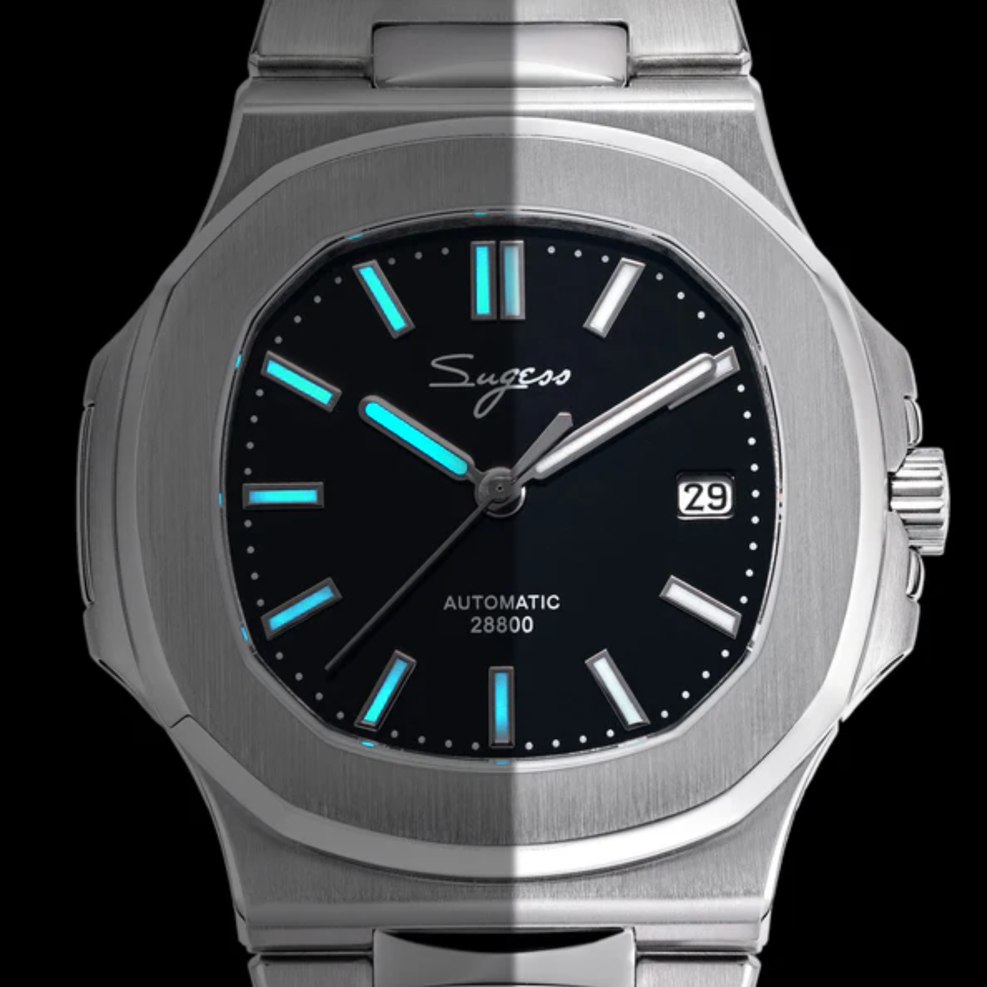 SUGESS Heritage S466 PP Octagonal Day Display Light Blue Mother of Pearl Dial Stainless-Steel Automatic