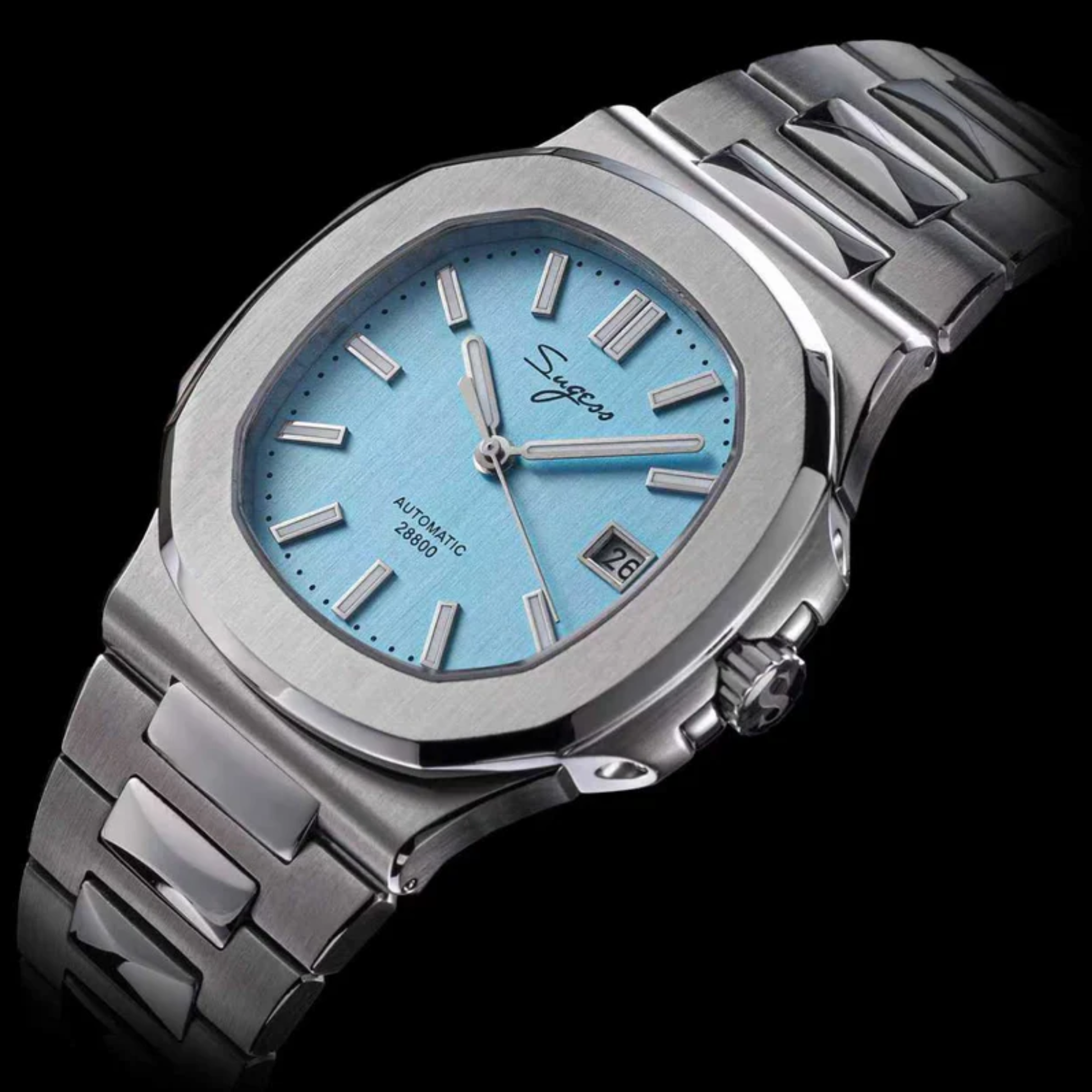 SUGESS Heritage S466 PP Octagonal Day Display Light Blue Mother of Pearl Dial Stainless-Steel Automatic