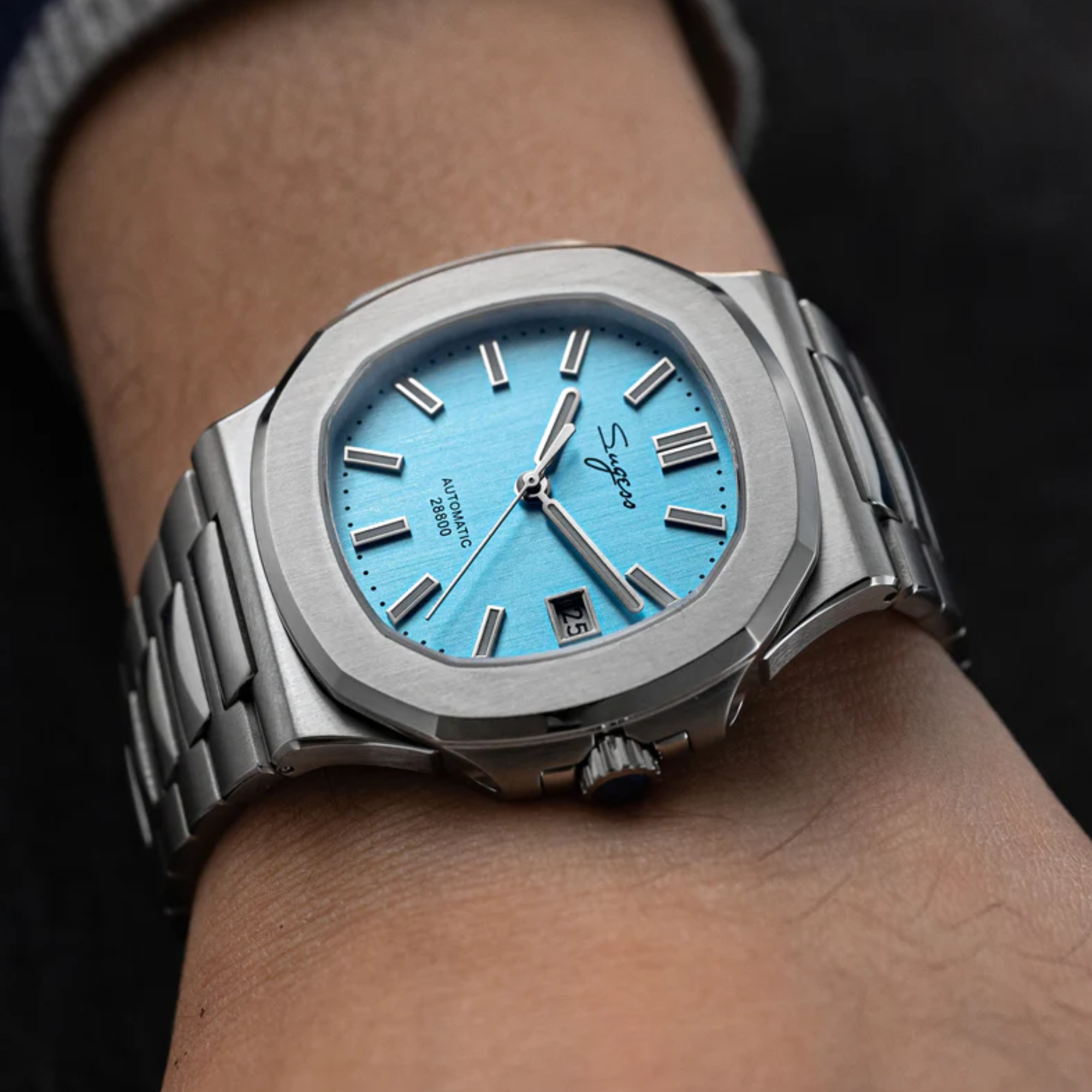 SUGESS Heritage S466 PP Octagonal Day Display Light Blue Mother of Pearl Dial Stainless-Steel Automatic