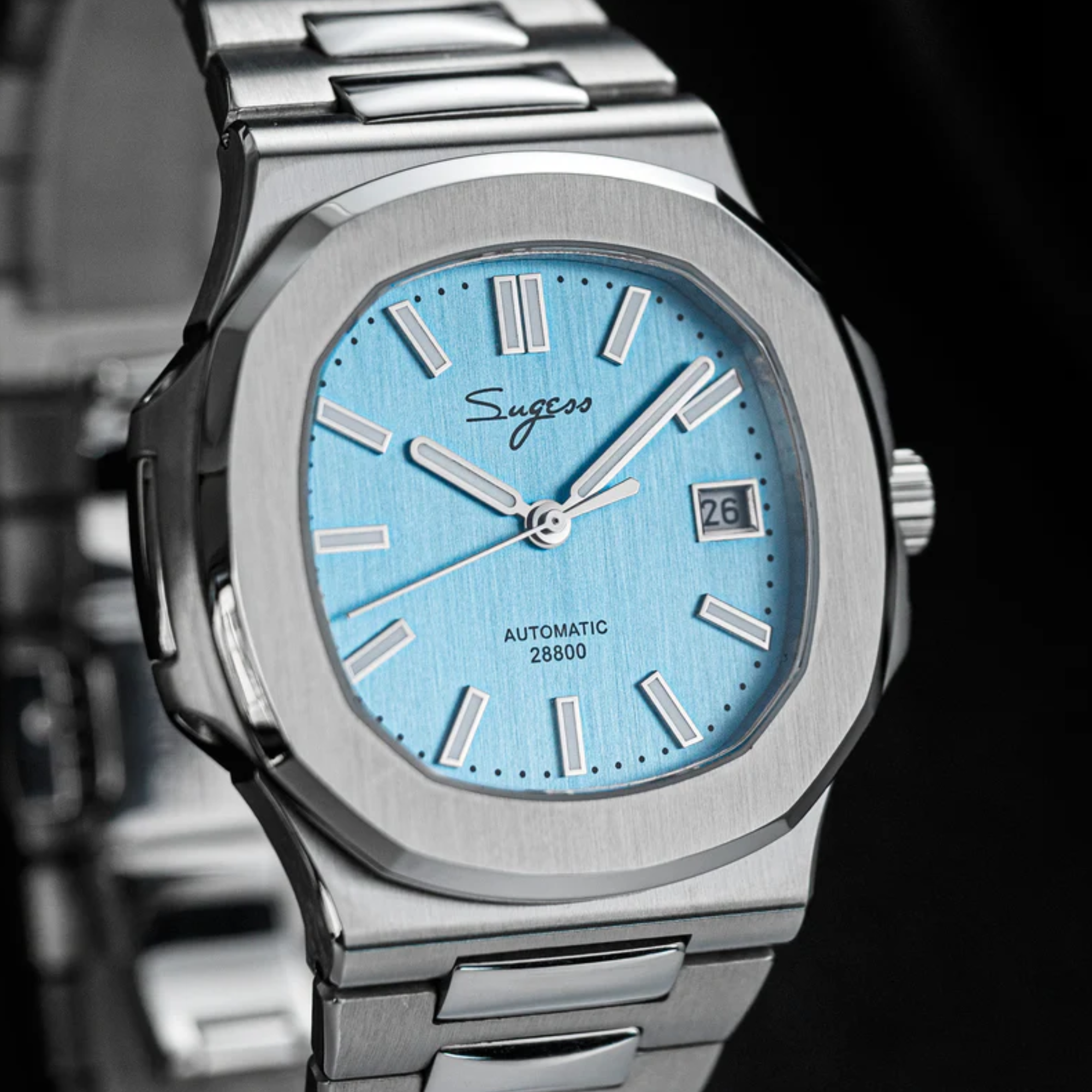 SUGESS Heritage S466 PP Octagonal Day Display Light Blue Mother of Pearl Dial Stainless-Steel Automatic