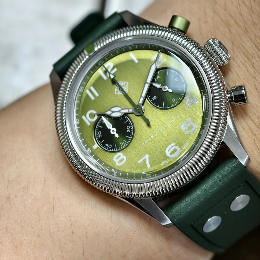 IXDAO 39mm VK64 Pilot Chronograph Watch JD-X10S Green