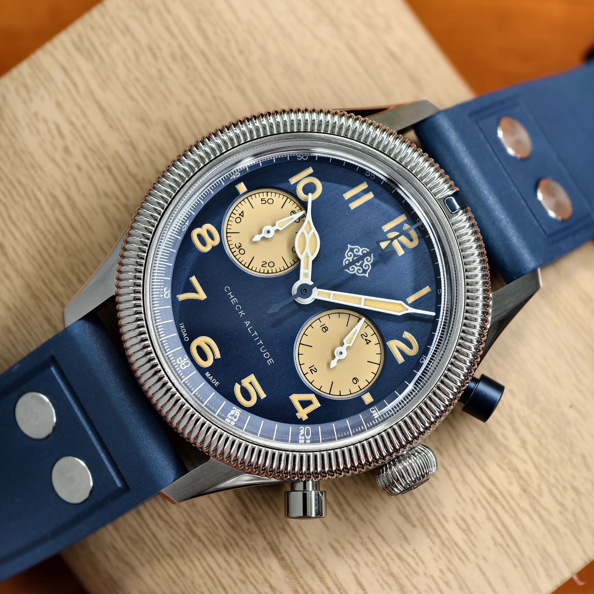 IXDAO 39mm VK64 Pilot Chronograph Watch JD-X10S Blue
