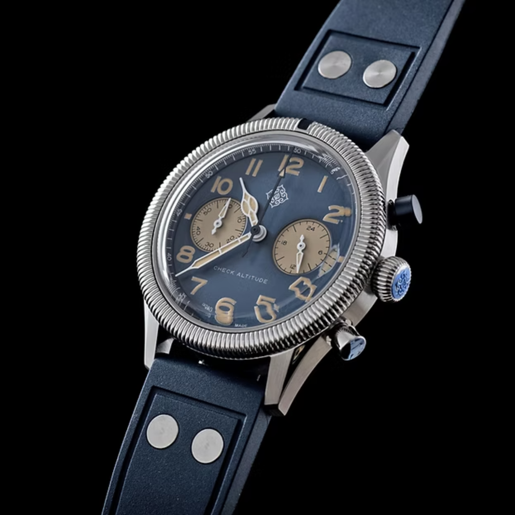 IXDAO 39mm VK64 Pilot Chronograph Watch JD-X10S Blue