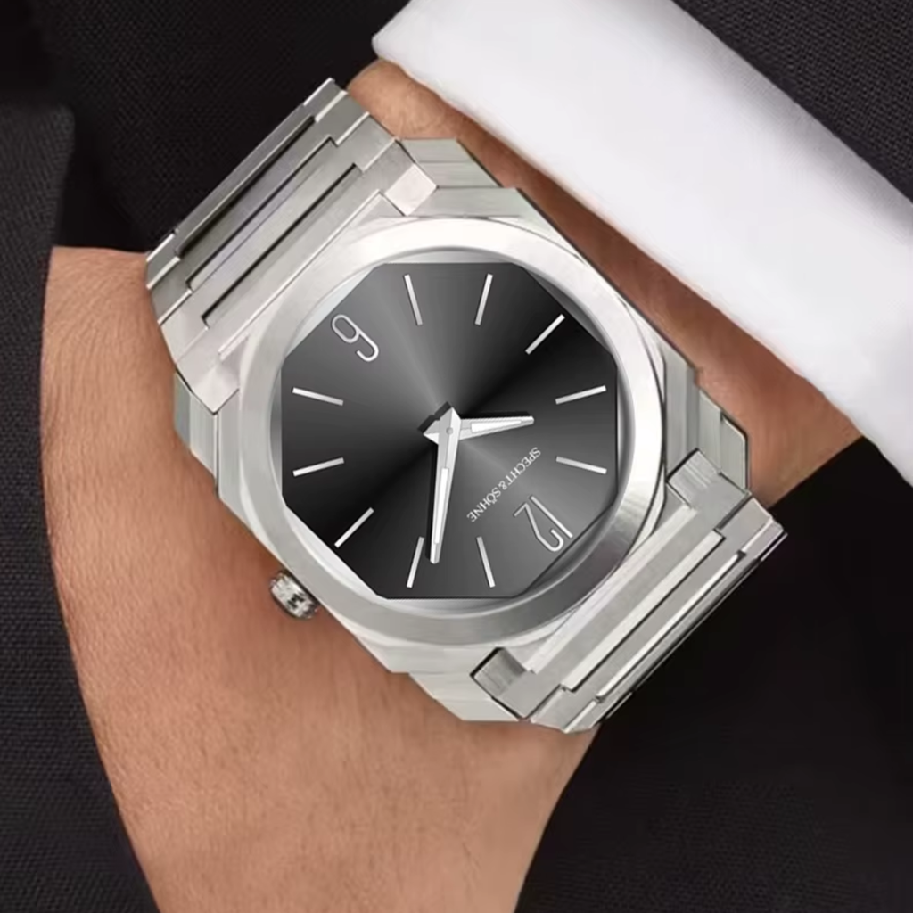 Specht & Söhne 38MM Square Watch For Men Ultrathin Stainless Steel Quartz Watch - Scimitar