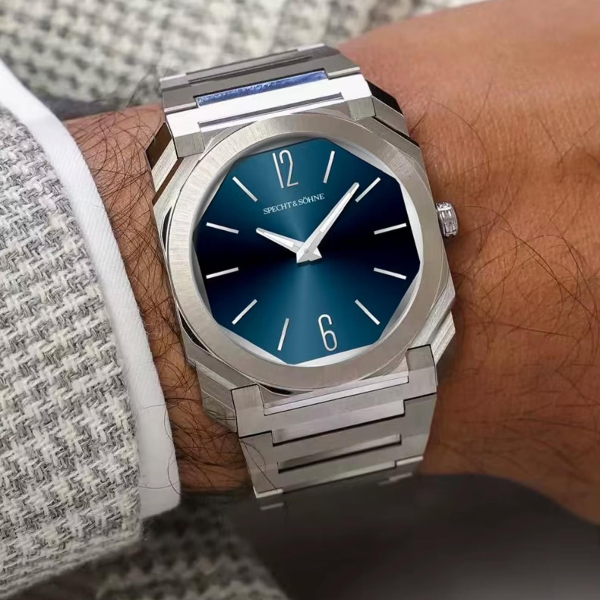 Specht & Söhne 38MM Square Watch For Men Ultrathin Stainless Steel Quartz Watch - Scimitar