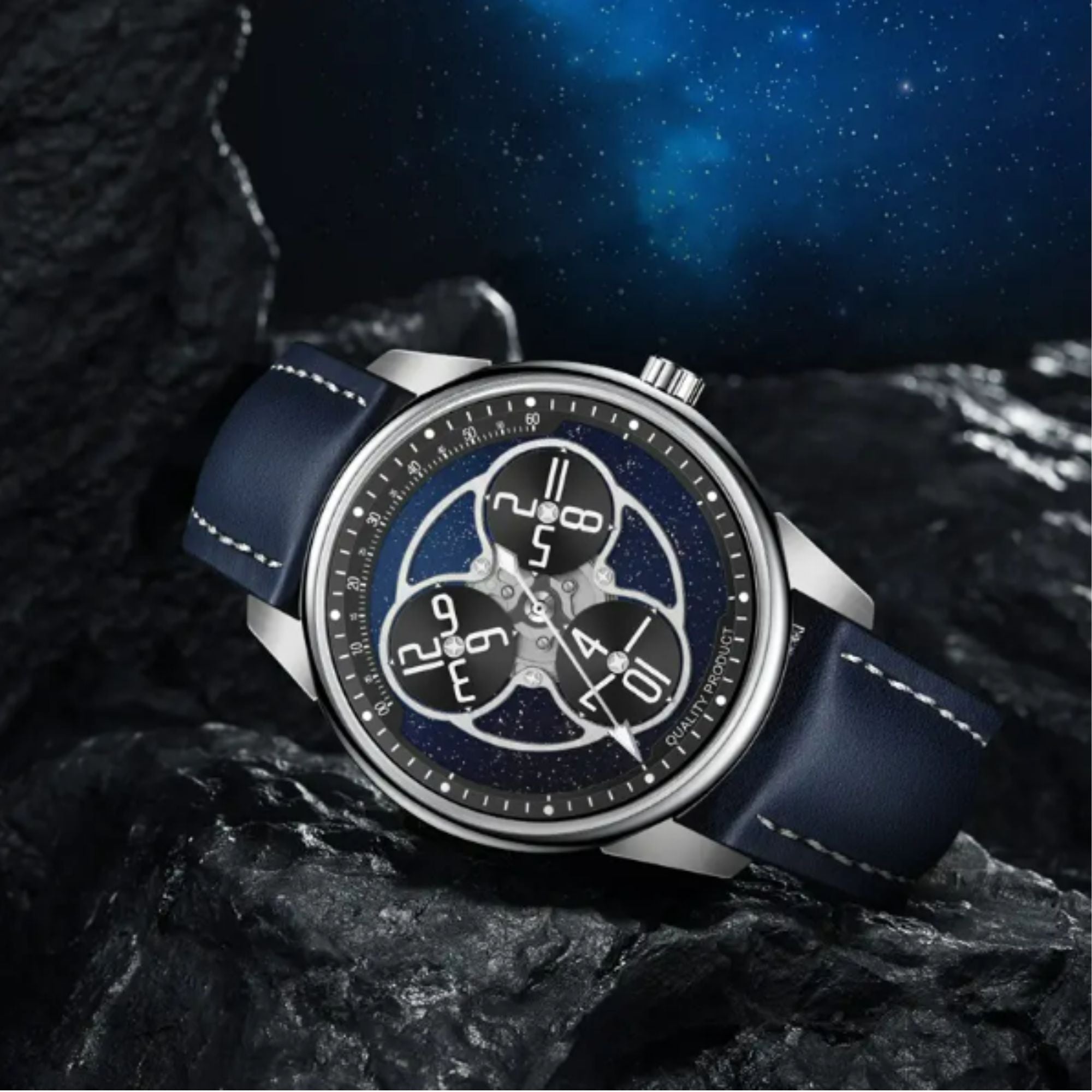 Unique Wandering hours Movement Stainless steel luminous mens Luxury Watch