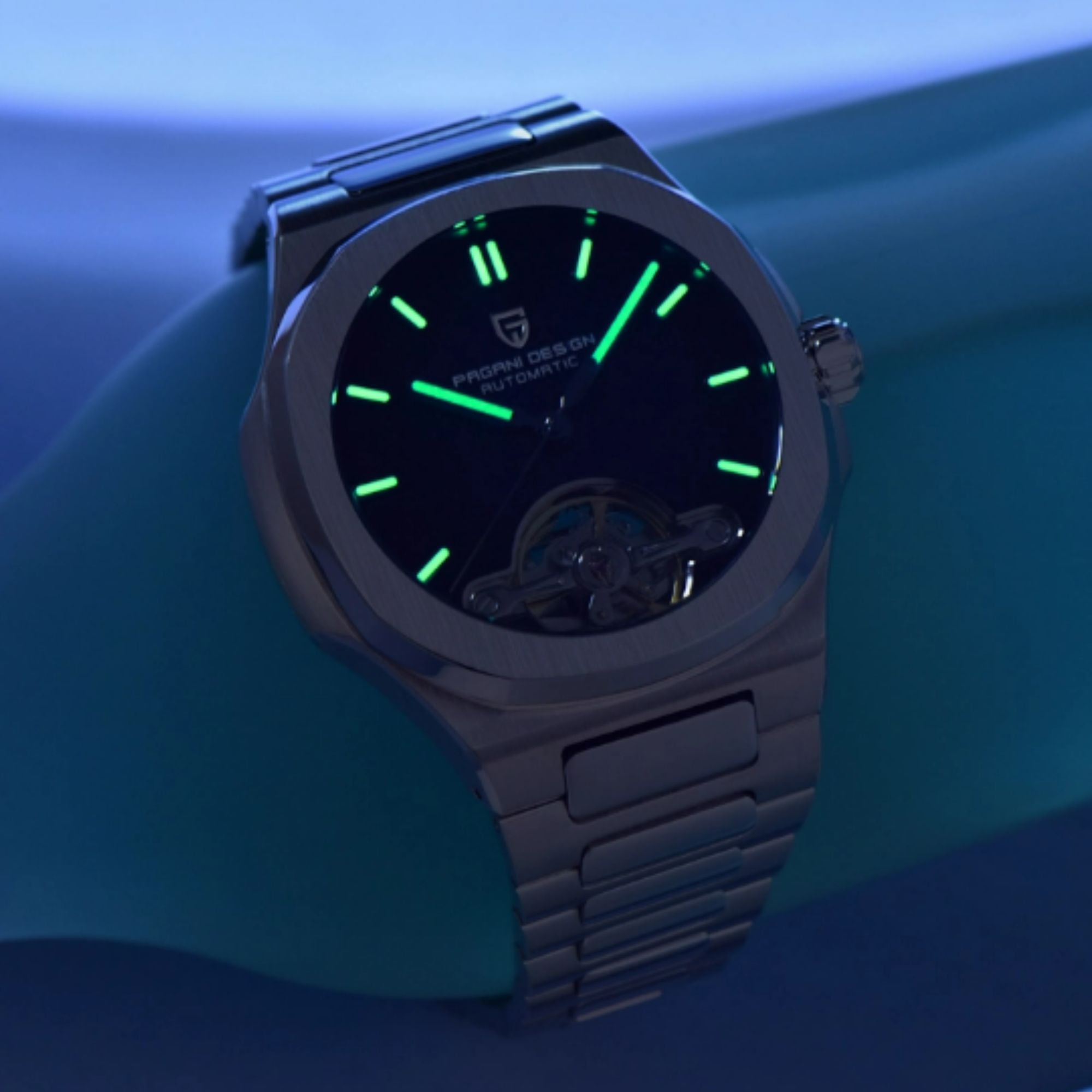 PAGANI DESIGN PD-YS025 Automatic Stainless Steel Sapphire Glass Wristwatch with open Balance Wheel