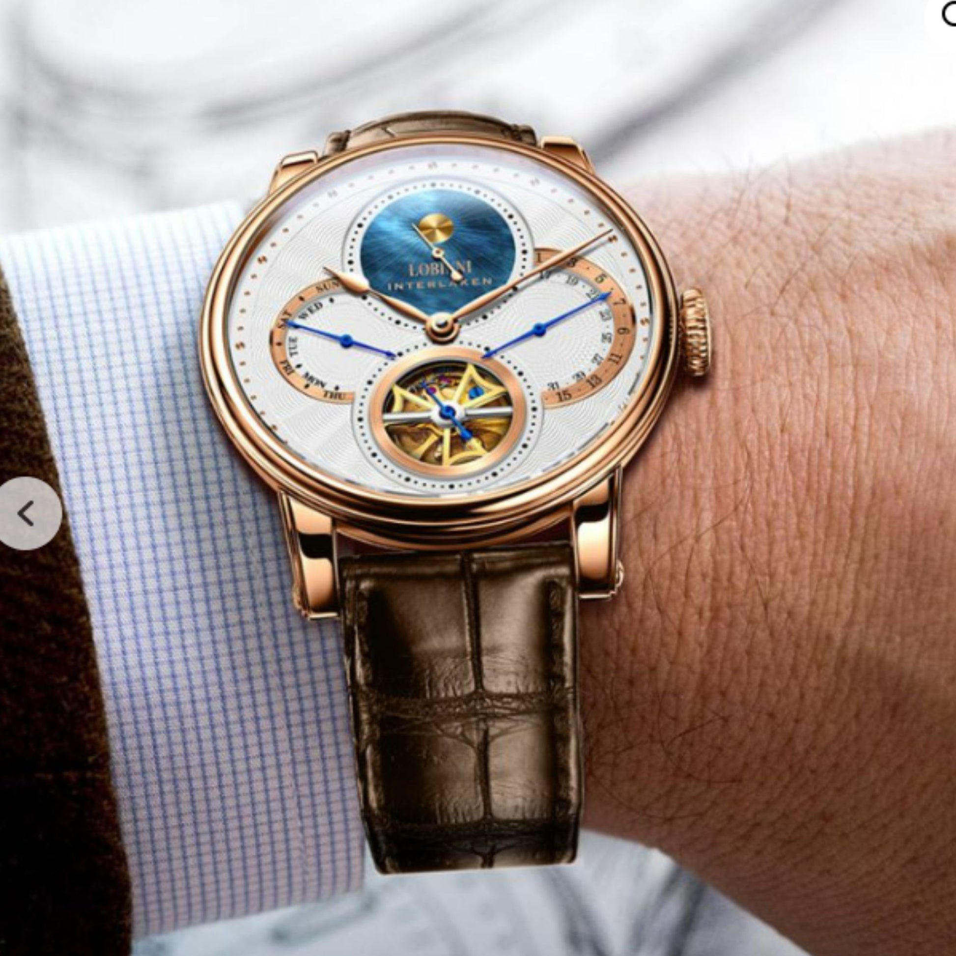 Lobinni skeleton mechanical watch luxury brand wristwatches automatic mechanical watch wrist for men - 16015