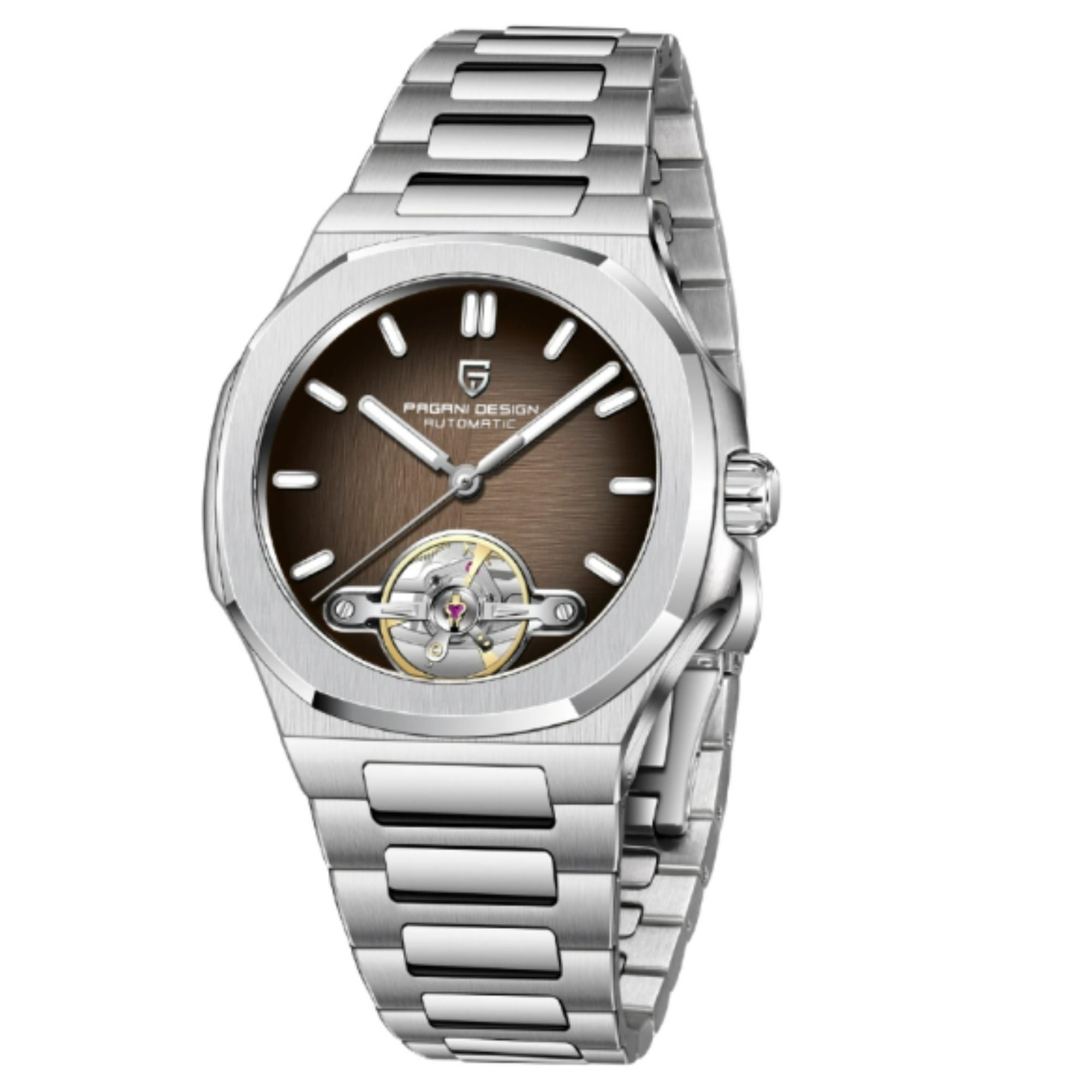 PAGANI DESIGN PD-YS025 Automatic Stainless Steel Sapphire Glass Wristwatch with open Balance Wheel