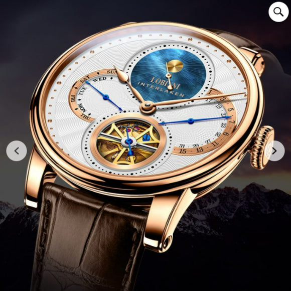 Lobinni skeleton mechanical watch luxury brand wristwatches automatic mechanical watch wrist for men