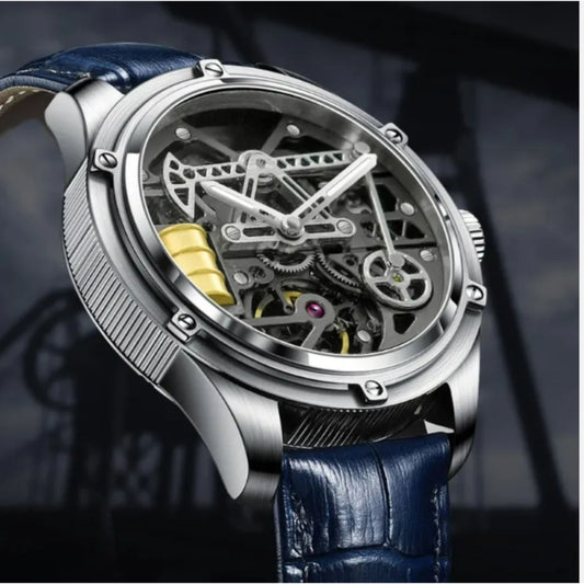 "Oil Money" with Barrel Automatic mechanical luxury men's watch wristwatch - Grey