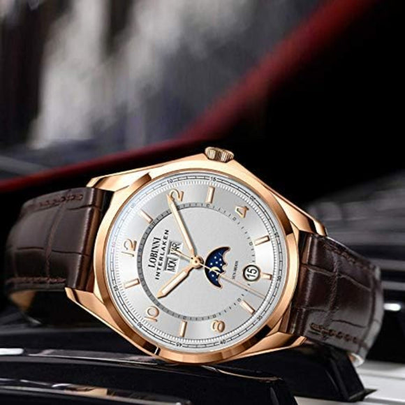 Lobinni Original Design Automatic Men's Watch Top Luxury Brand Business Seagull Men's Mechanical Watch