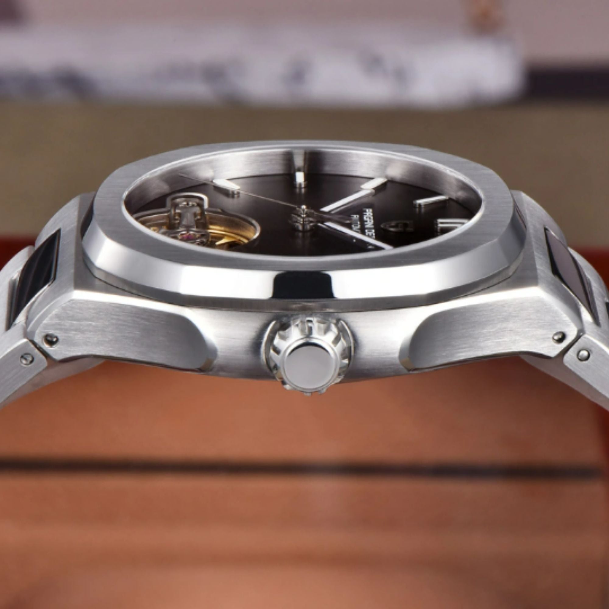 PAGANI DESIGN PD-YS025 Automatic Stainless Steel Sapphire Glass Wristwatch with open Balance Wheel