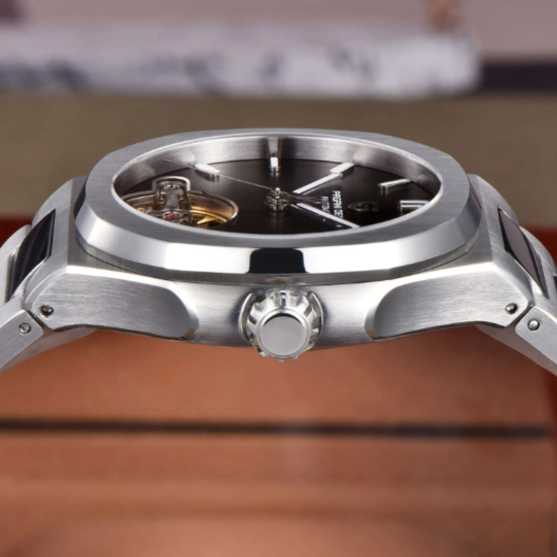 PAGANI DESIGN PD-YS025 Automatic Stainless Steel Sapphire Glass Wristwatch with open Balance Wheel