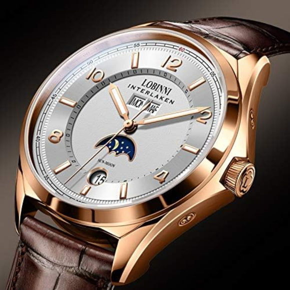 Lobinni Original Design Automatic Men's Watch Top Luxury Brand Business Seagull Men's Mechanical Watch