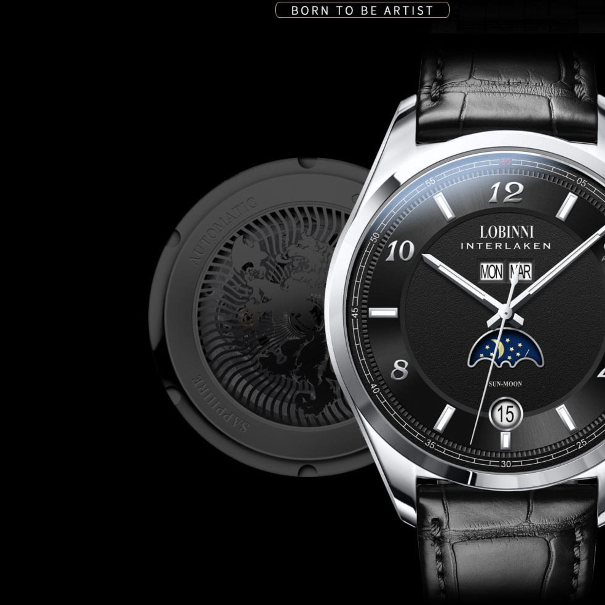 Lobinni Original Design Automatic Men's Watch Top Luxury Brand Business montre homme Seagull Men's Mechanical Watch - 18016
