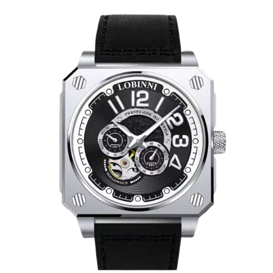 LOBINNI Mens Automatic Watches Luxury Luminous Mechanical Wristwatch Square Case - 16065