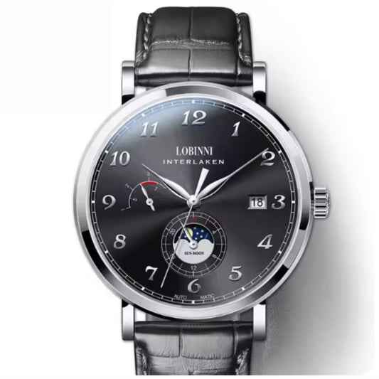 LOBINNI Stainless Steel Automatic Men Wristwatch Moon Phase Date Men Mechanical Watches Sapphire Glass Waterproof Watches - 686009