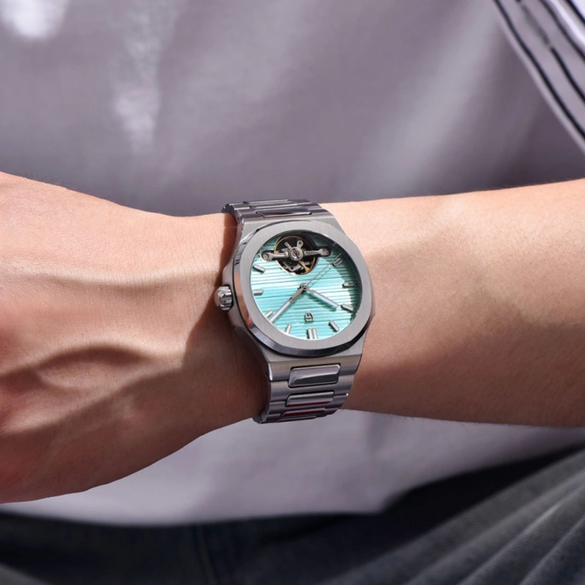 PAGANI DESIGN PD-YS025 Automatic Stainless Steel Sapphire Glass Wristwatch with open Balance Wheel