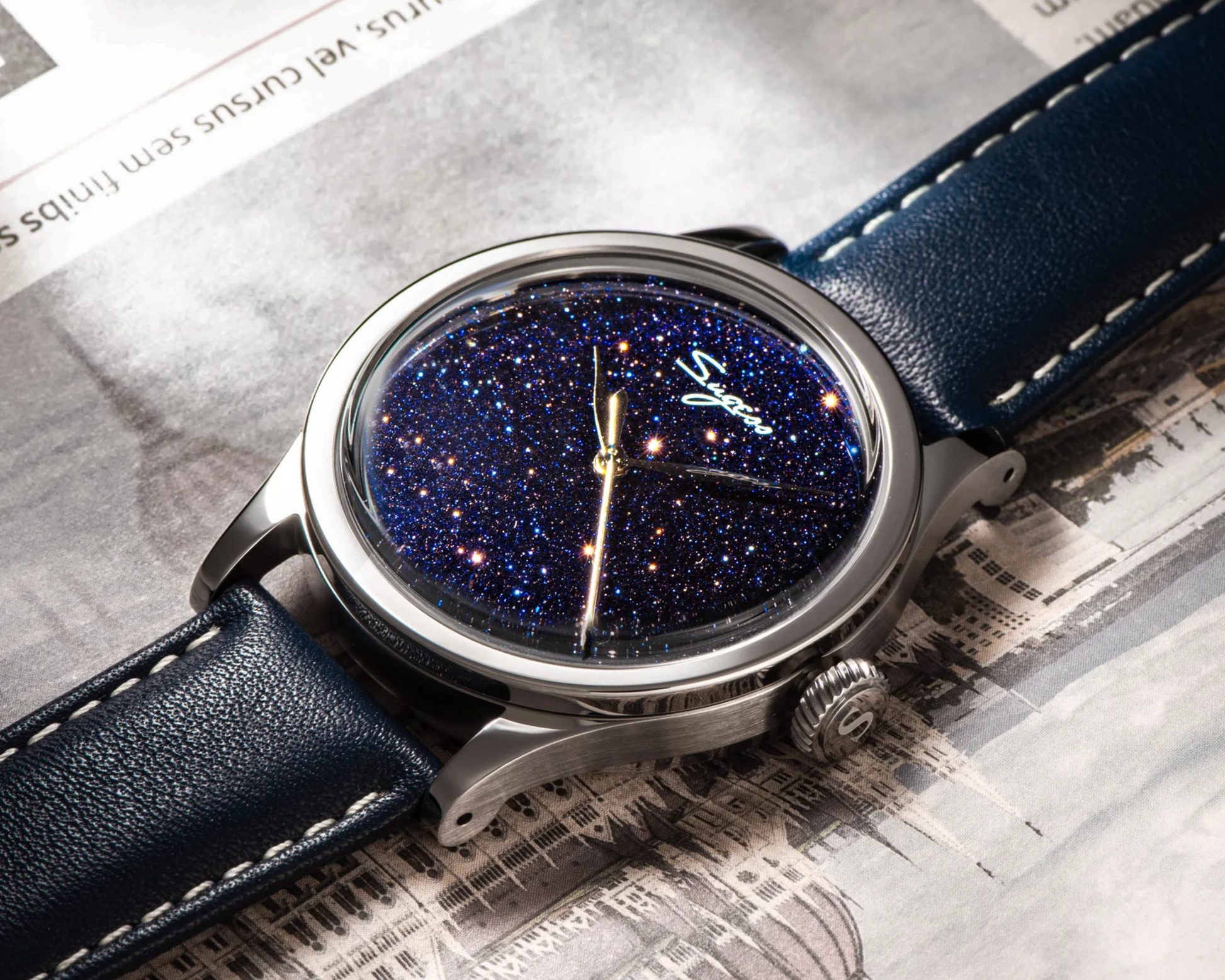 Sugess Heritage S411-3B Seagull 2130 Movement Stainless Steel Case Stars Dial SU4113BSTRS watch dream-watches.com india