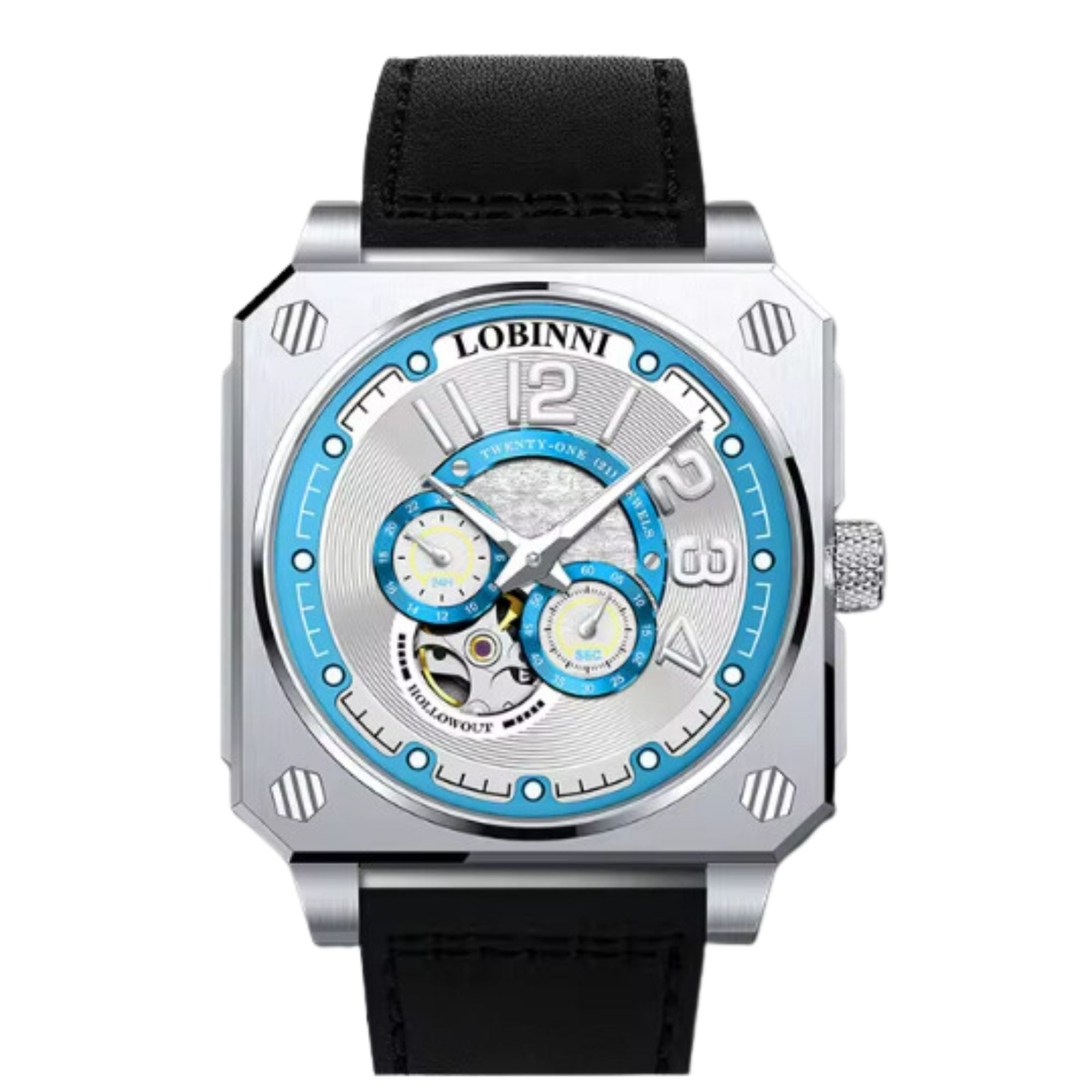 LOBINNI Mens Automatic Watches Luxury Luminous Mechanical Wristwatch Square Case - 16065