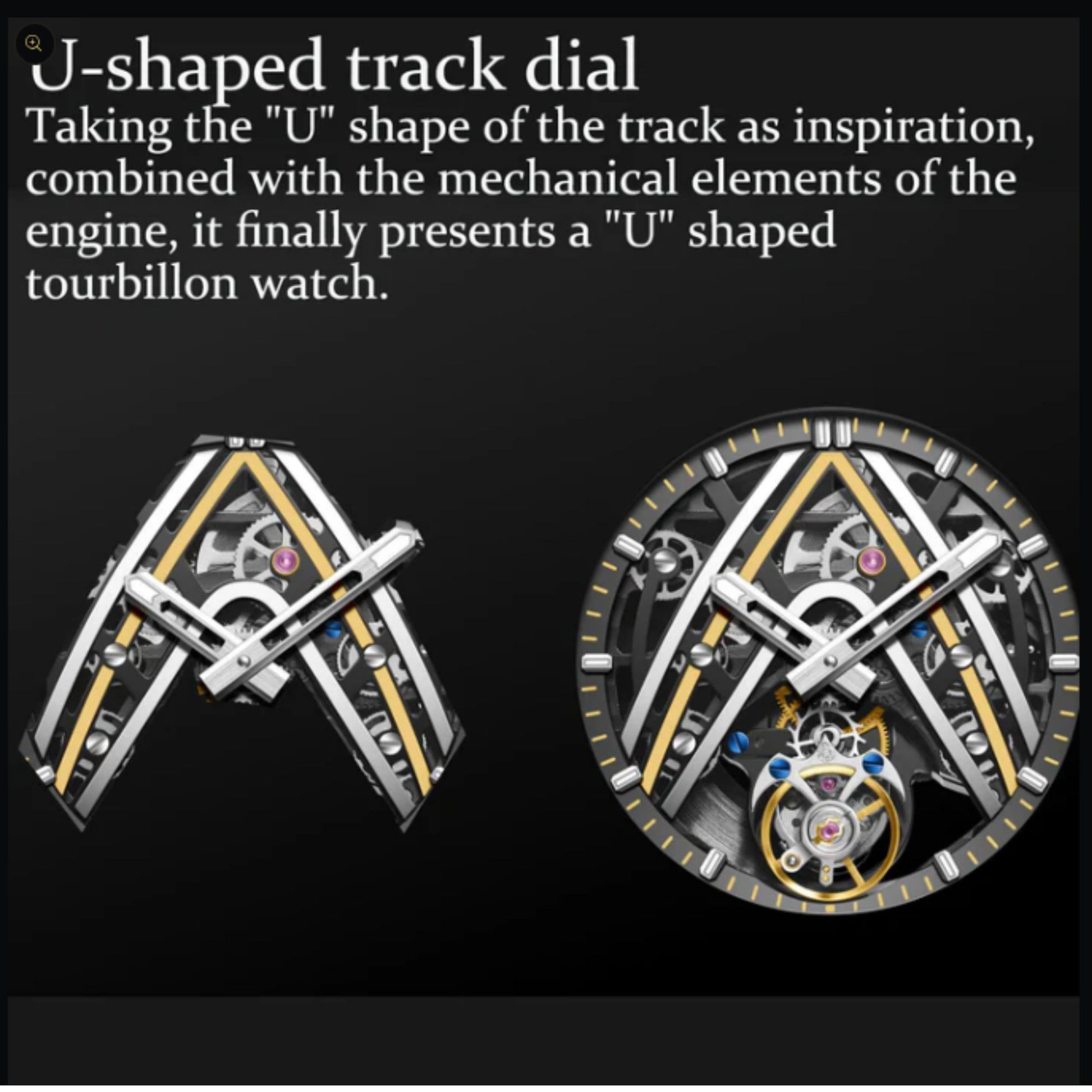 Aesop Original Tourbillon Movement U Shaped Dial Automatic Tourbillon Watch 7070 - Red Accents