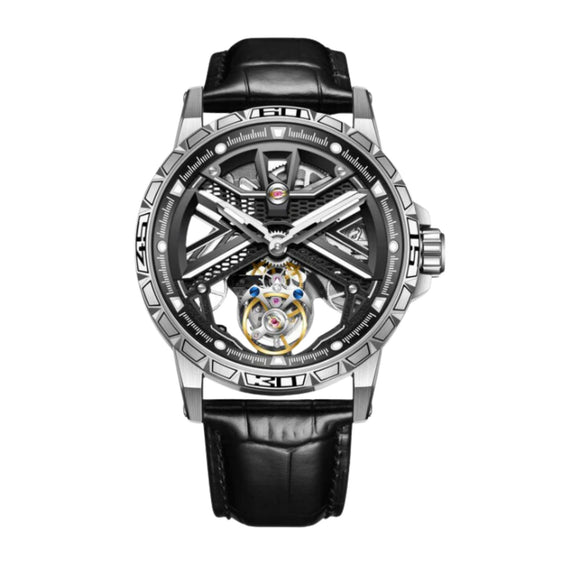 Aesop Original Tourbillon Skeleton Dial Manual Winding Mechanical Wrist Watch 7063