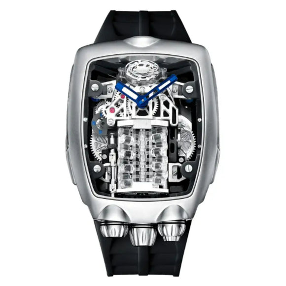 Luxury Automatic double barrel Japanese Miyota Tourbillon Automatic Watch - Black