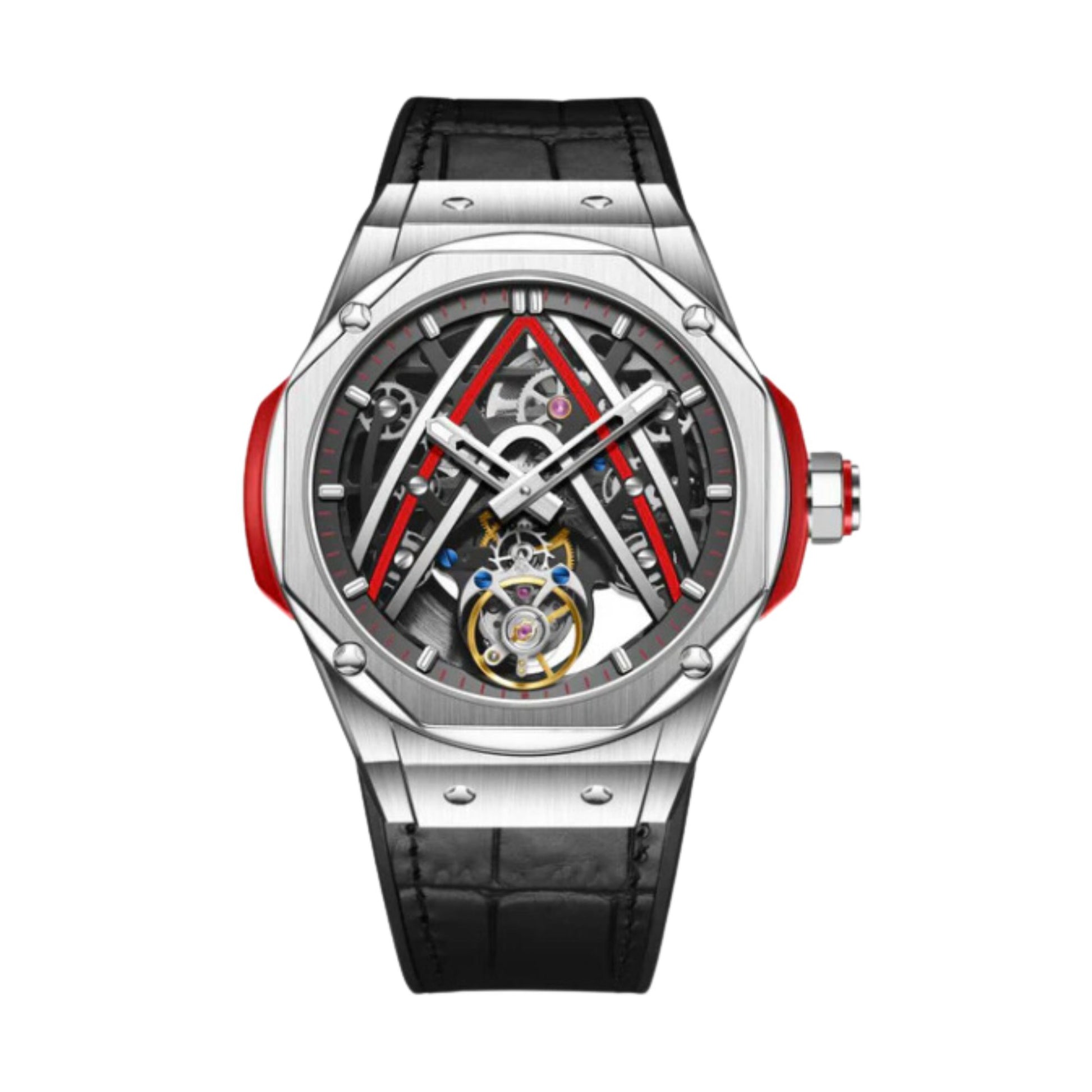 Aesop Original Tourbillon Movement U Shaped Dial Automatic Tourbillon Watch 7070 - Red Accents