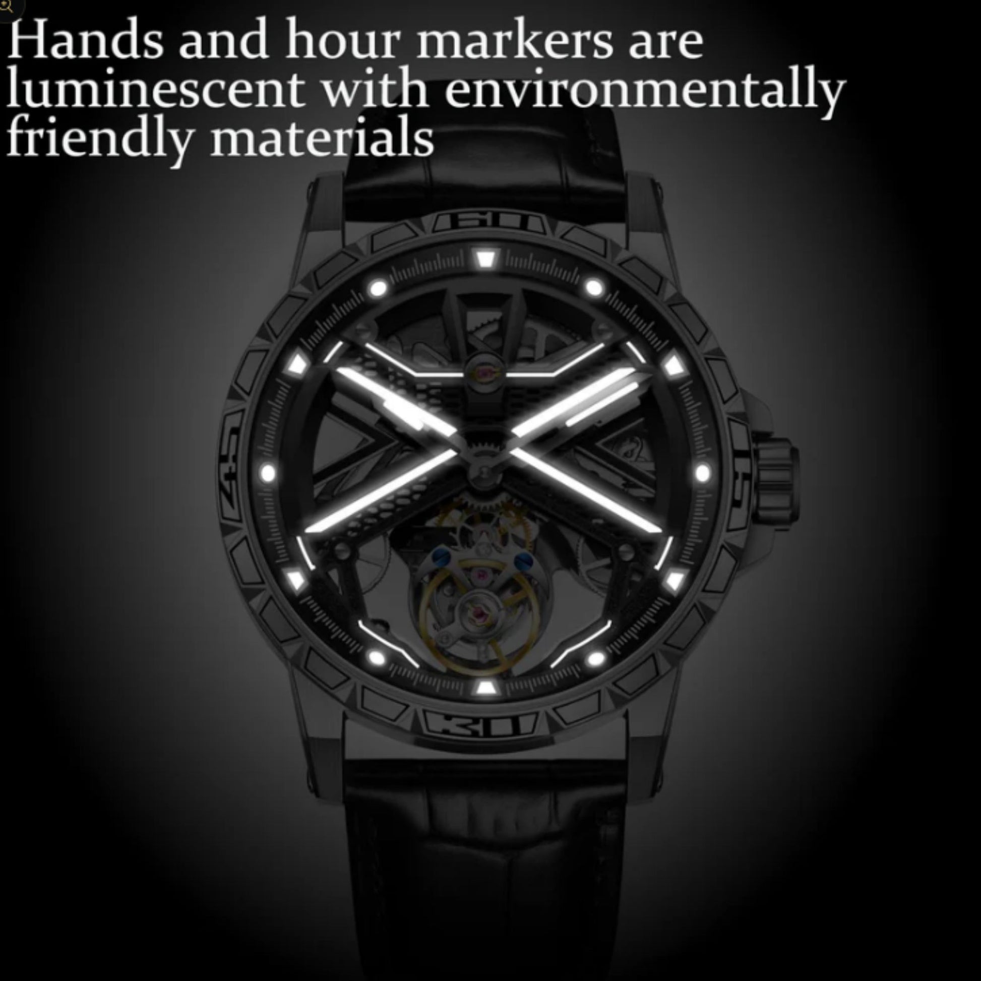 Aesop Original Tourbillon Skeleton Dial Manual Winding Mechanical Wrist Watch 7063