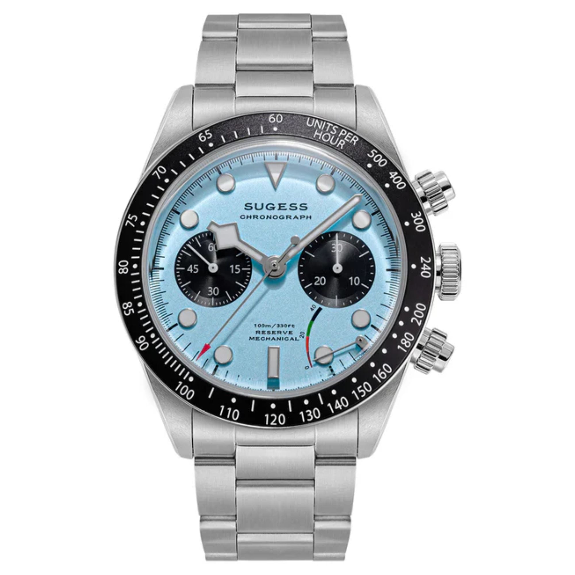 Chrono Heritage S457 Chronograph Power Reserve Light Blue Panda Dial