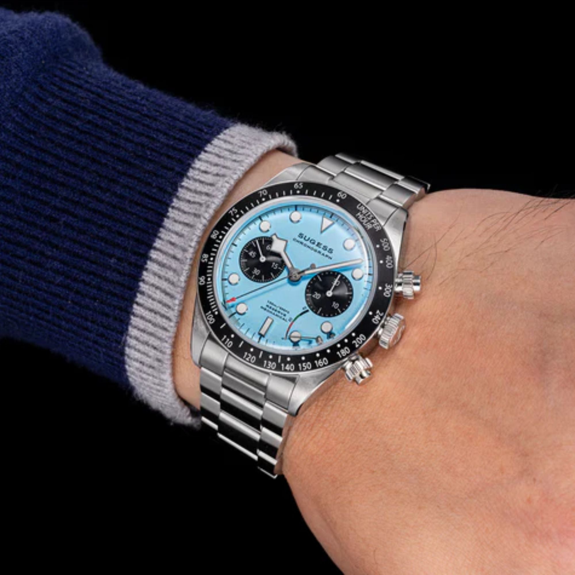 Chrono Heritage S457 Chronograph Power Reserve Light Blue Panda Dial