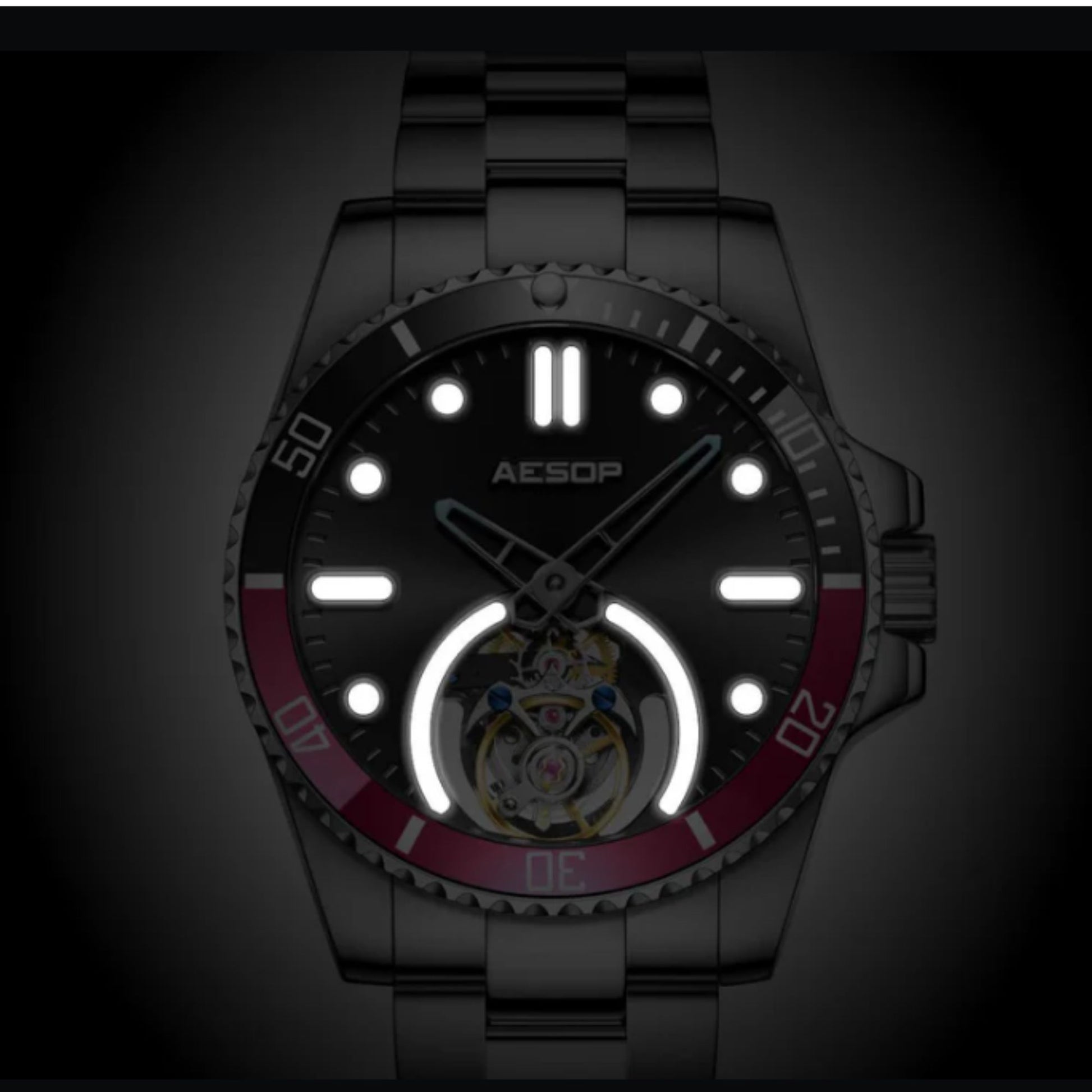 AESOP Original Tourbillon Ceramic Bezel Swiss Luminous Watch 7060