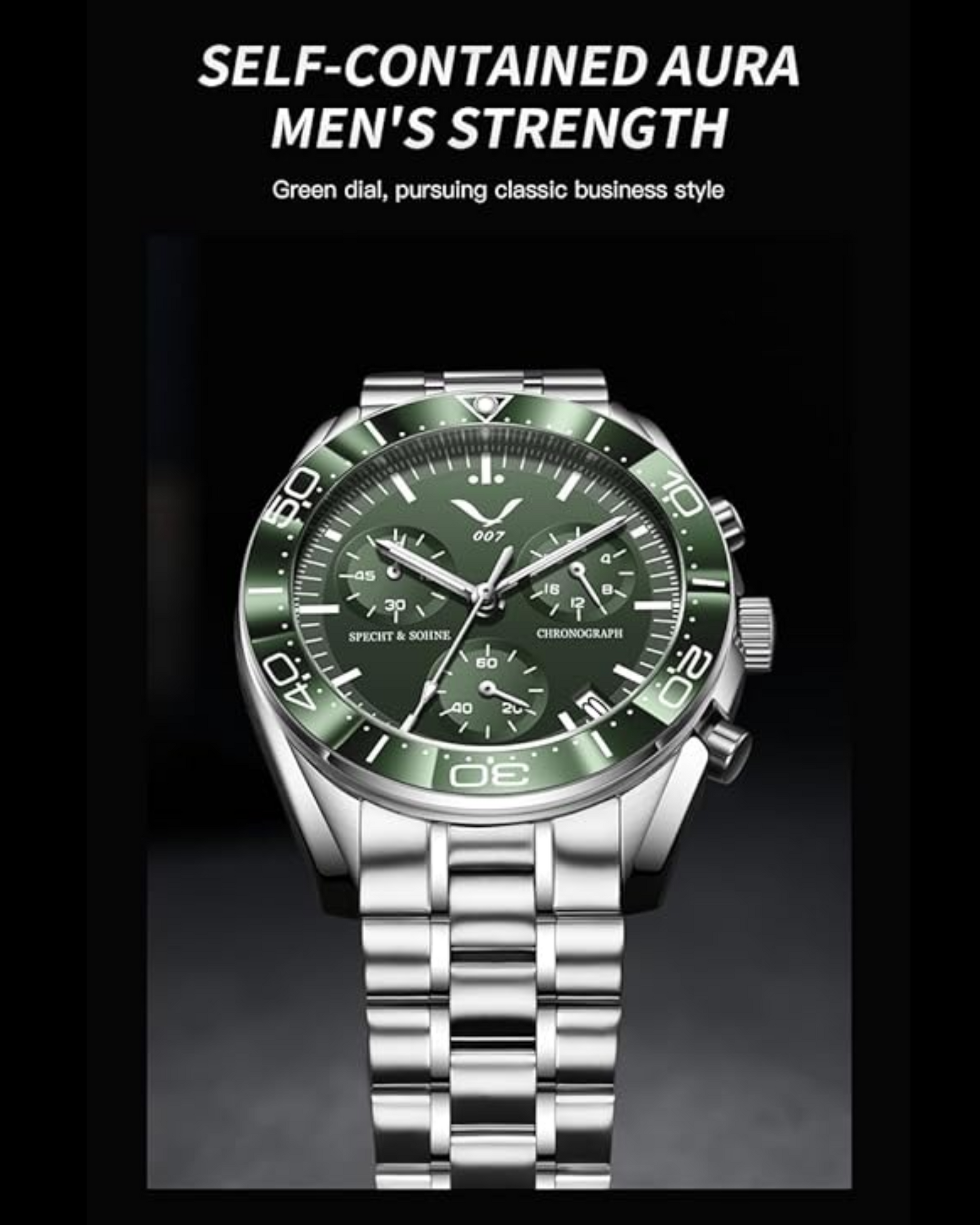 Specht&Sohne Men's Quartz Choronograph with VK68 Japanese Movement - Green