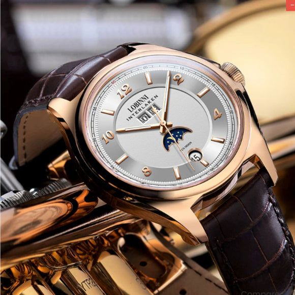 Lobinni Original Design Automatic Men's Watch Top Luxury Brand Business Seagull Men's Mechanical Watch