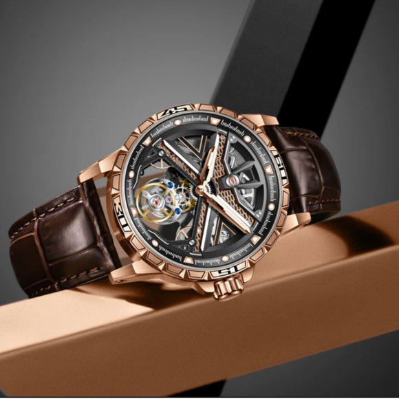 Aesop Original Tourbillon Skeleton Dial Manual Winding Mechanical Wrist Watch 7063