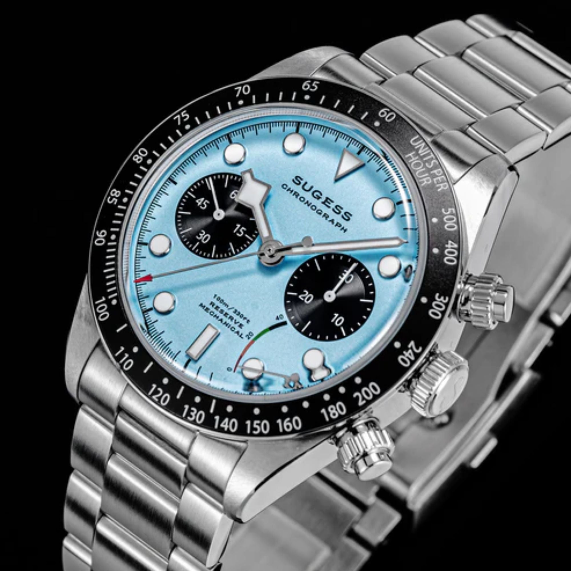 Chrono Heritage S457 Chronograph Power Reserve Light Blue Panda Dial