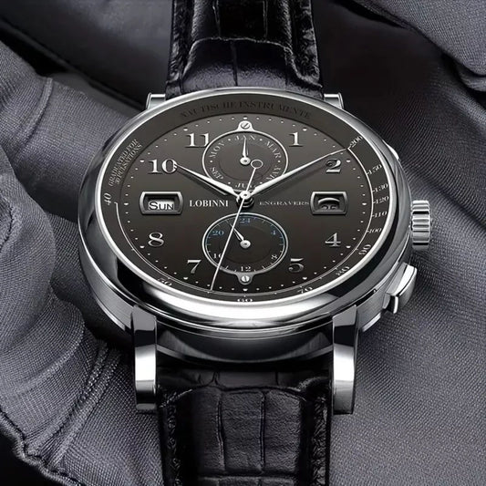 LOBINNI Fashion Business Mens Watches with Stainless Steel Waterproof Automatic Machinery Watch for Men, Auto Date-Week - 16001