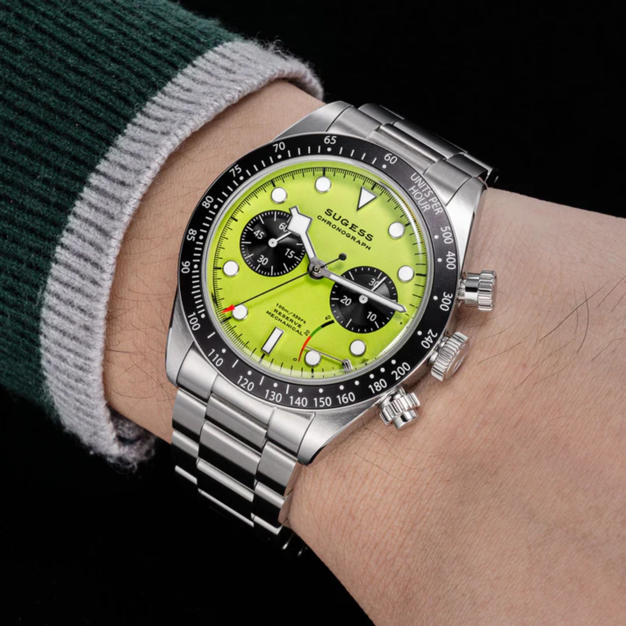 Chrono Heritage S457 Chronograph Power Reserve Green Panda Dial