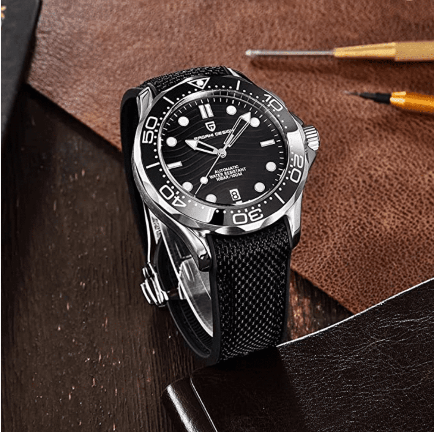 Premium Straps for PD-1685 Butterfly stainless steel Clasp 20mm - Black