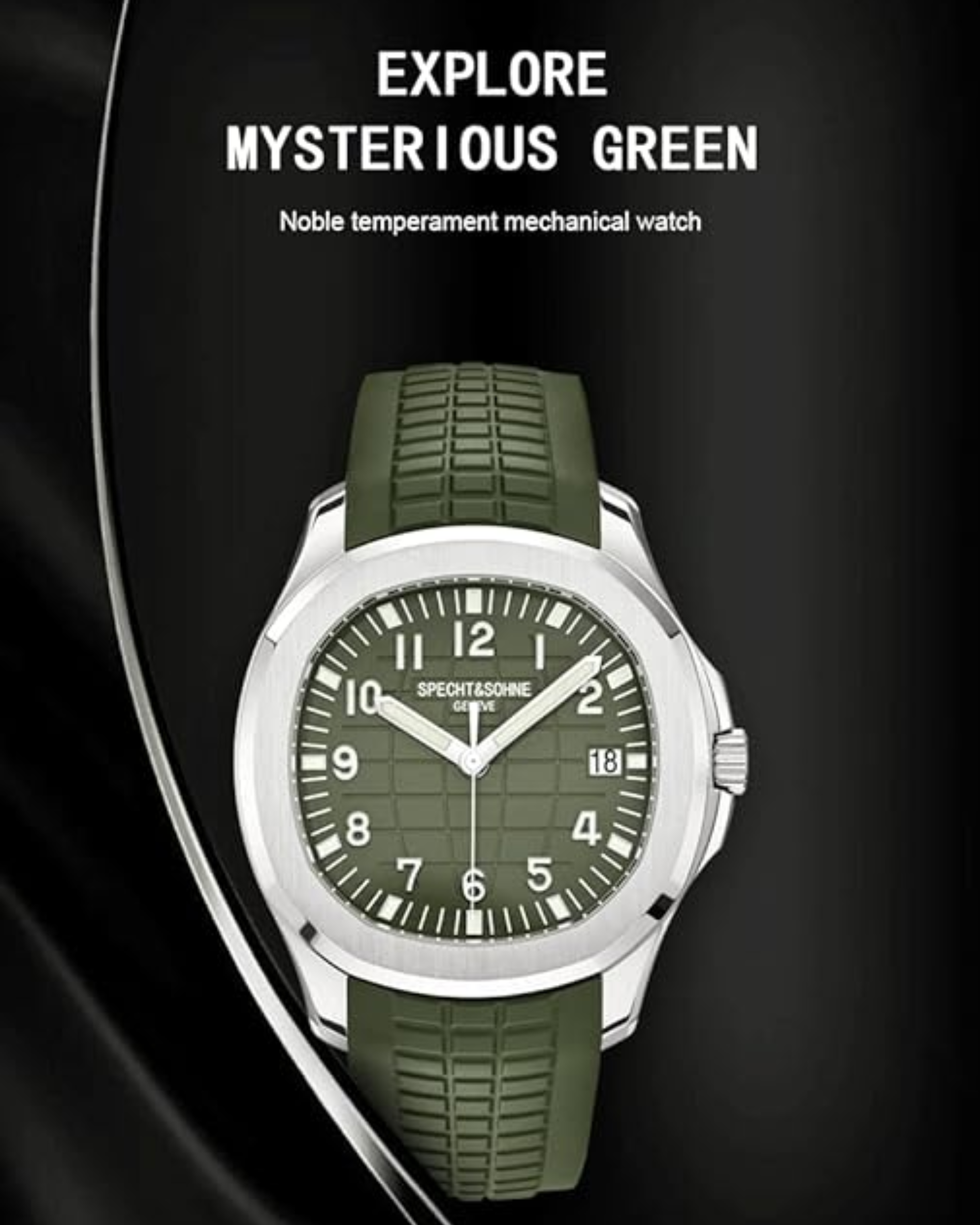 Specht&Sohne Modern 42 mm Miyota 8215 Movement Classic Mechanical Wristwatch - Green