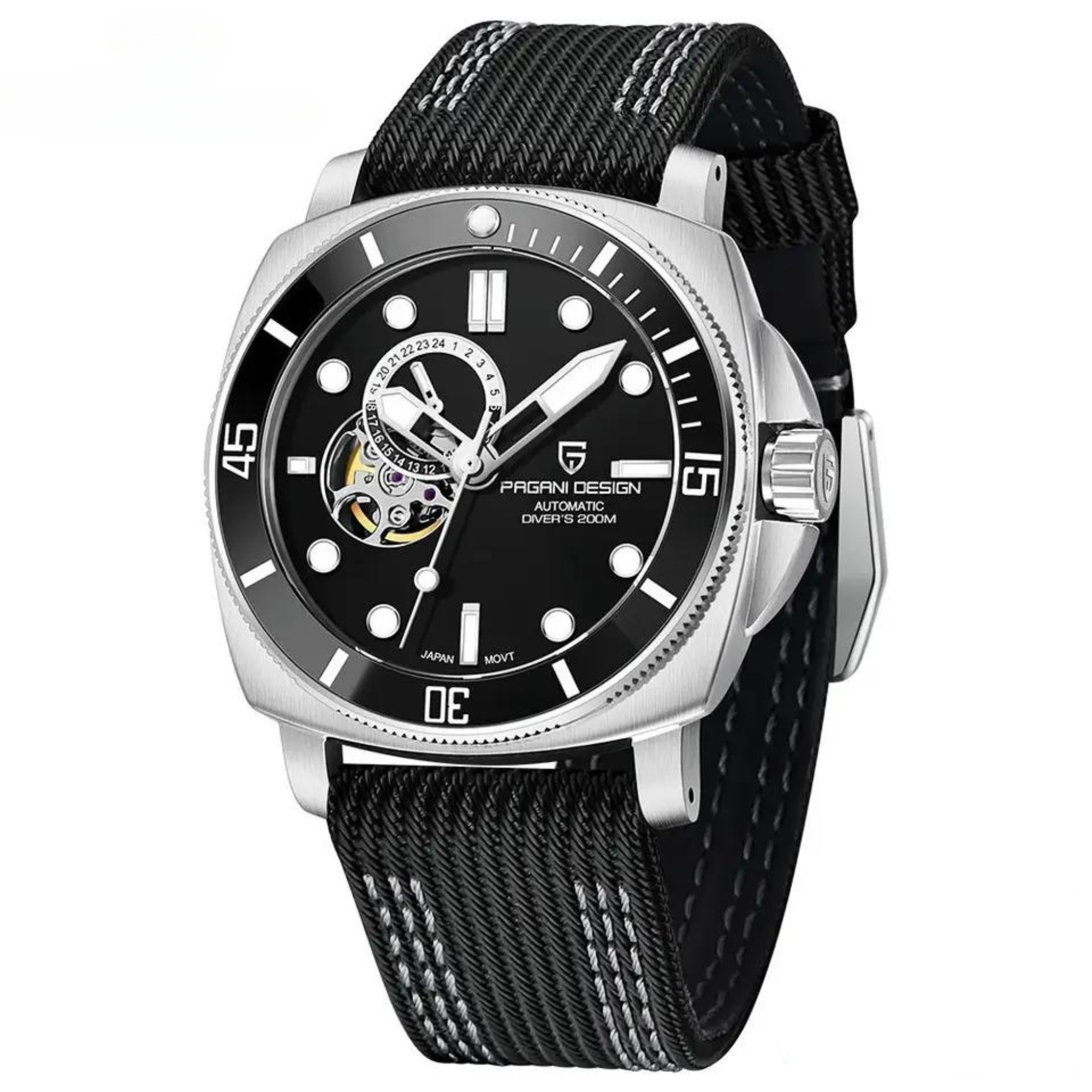 Pagani Design PD-1736 Mechanical Automatic Stainless Steel Men's 43MM Watch (Black Dial)