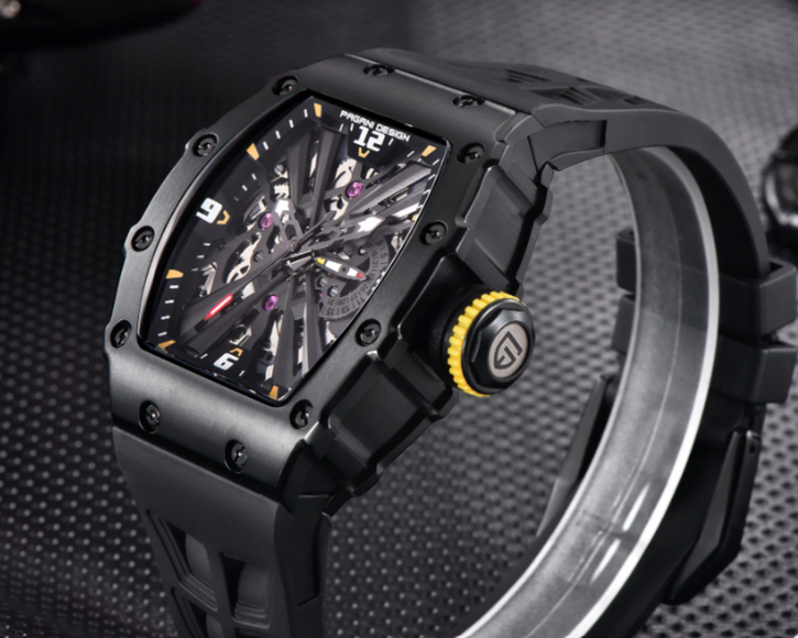 PAGANI DESIGN PD-1738  Waterproof Stainless Steel Skeleton Wristwatch Sport Chronograph Watch for Men - VH65 Movement