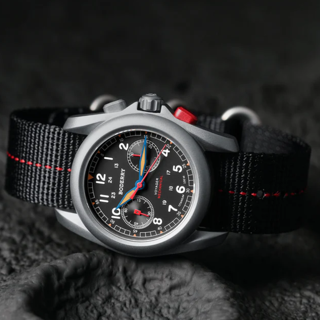 VOYAGER Chronograph - Titanium Mechanical Field Watch, 100M Water Resistant | Grey - DREAM WATCHES