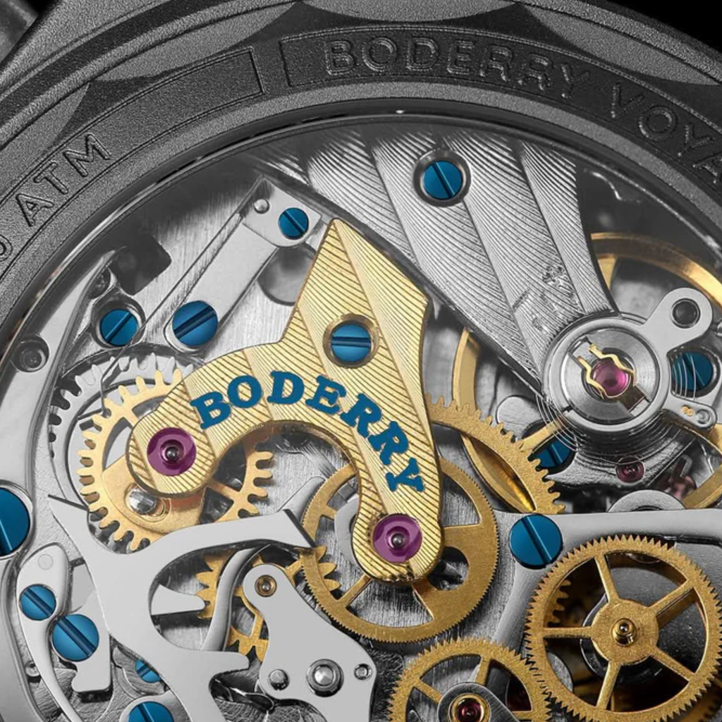 VOYAGER Chronograph - Titanium Mechanical Field Watch, 100M Water Resistant | Grey - DREAM WATCHES