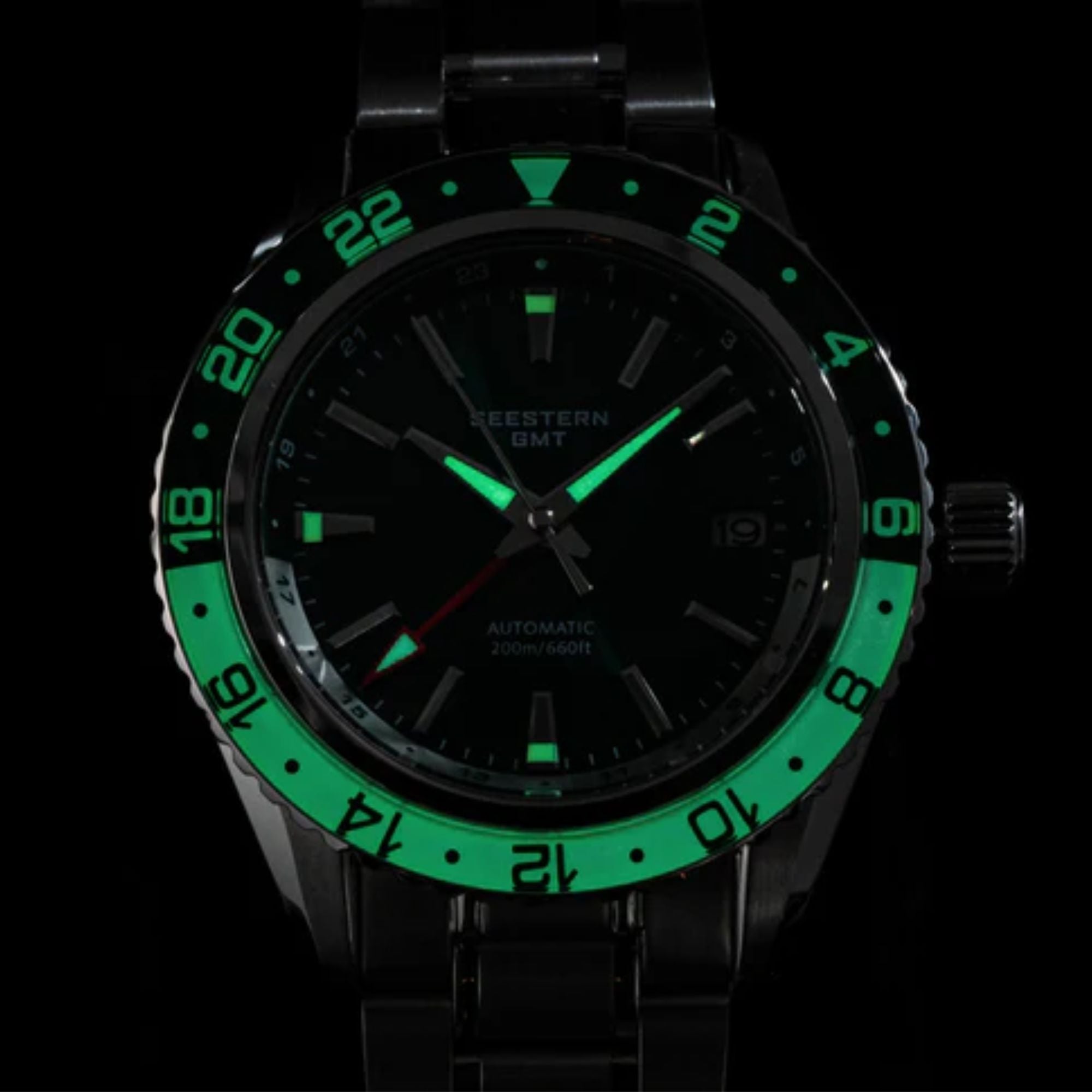 Seestern S456 GMT Automatic Burst Green Dial Automatic