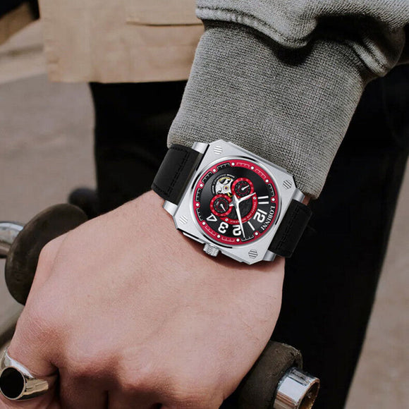 LOBINNI Mens Automatic Watches Luxury Luminous Mechanical Wristwatch Square Case - 16065